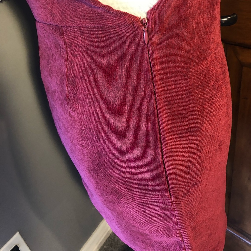 Corduroy Overall Burgundy Dress - Picture 3 of 3